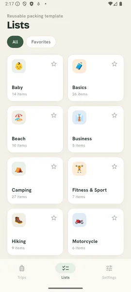 PackBuddy Templates Screen Screenshot